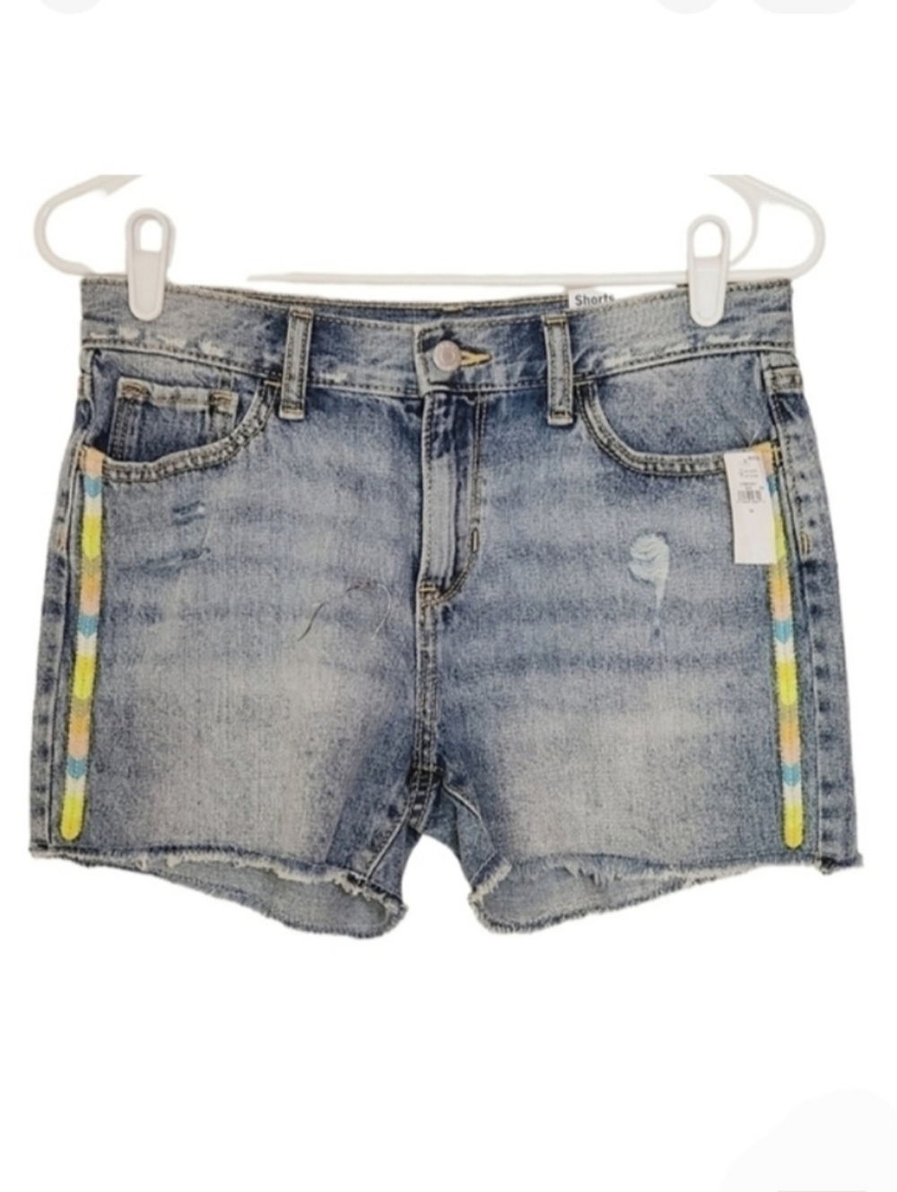 2116 * Old Navy Girls Global Trim Western Feather Denim Shorts Size 16 NWT